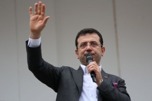 epa07491846 Candidate of main opposition Republican People's Party (CHP) for Istanbul mayor Ekrem Imamoglu speaks during a rally after the local elections in Istanbul, Turkey, 08 April 2019. According to preliminary results, CHP candidate for Istanbul mayor, Ekrem Imamoglu, beat the AKP candidate Binali Yildirim, by 25,000 votes in what was viewed as a blow to President Recep Tayyip Erdogan's grip on power, as the ruling party, an Islamist conservative outfit, also lost the capital, Ankara. Due to object to of Justice of Development party invalid votes recount about a week for Istanbul mayors. EPA/ERDEM SAHIN