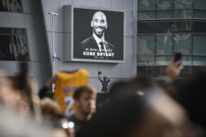 Jan 26, 2020; Los Angeles, CA, USA; Fans mourn the loss of NBA legend Kobe Bryant outside of the Staples Center in Los Angeles. Mandatory Credit: Harrison Hill-USA TODAY