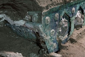 An ancient-Roman ceremonial carriage is discovered in a dig near the ancient Roman city of Pompeii, destroyed in 79 AD in volcanic eruption, Italy, February, 2021. Pompeii Archeological Park/Ministry of Cultural Heritage and Activities and Tourism/Luigi Spina/Handout via REUTERS THIS IMAGE HAS BEEN SUPPLIED BY A THIRD PARTY
