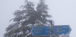 Χιονόπτωση και πυκνή ομίχλη στο Τρόοδος- Με αλυσίδες ή τετρακίνηση η κίνηση οχημάτων